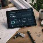 Bâtiment intelligent avec plans, capteurs IoT et tableau énergétique