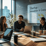Jeunes entrepreneurs de startup en open space