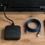 boîtier smart tv comment ça marche vu de dos avec accessoires
