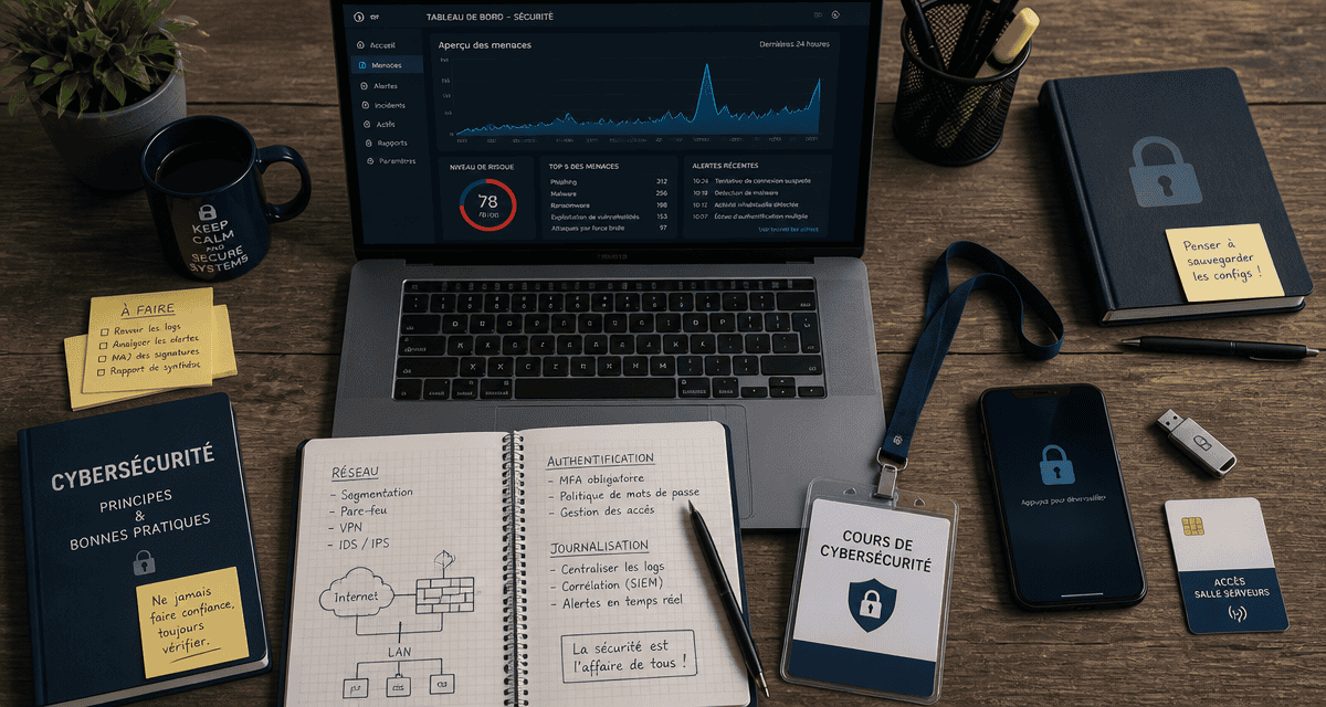bureau avec outils cours cybersécurité
