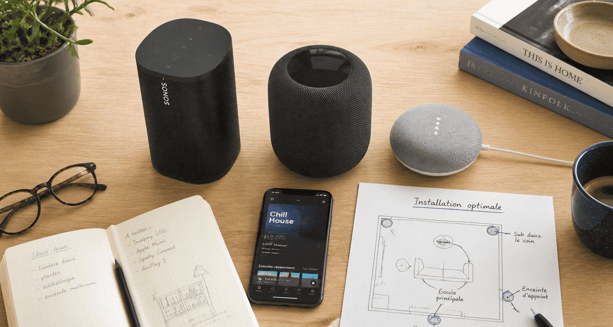 comparatif enceinte connectée trois modèles sur table