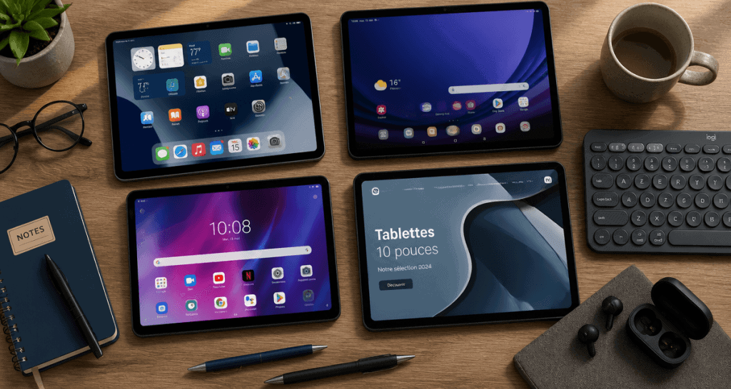 Comparatif tablette 10 pouces sur un bureau moderne