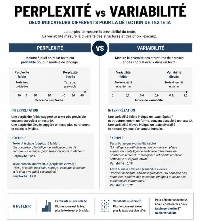 Infographie explicative sur le fonctionnement du test intelligence artificielle et la détection de texte