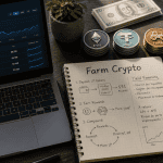 farm crypto ordinateur carnet jetons defi