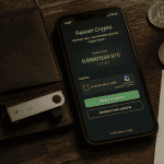 faucet crupto interface sur smartphone et portefeuille crypto