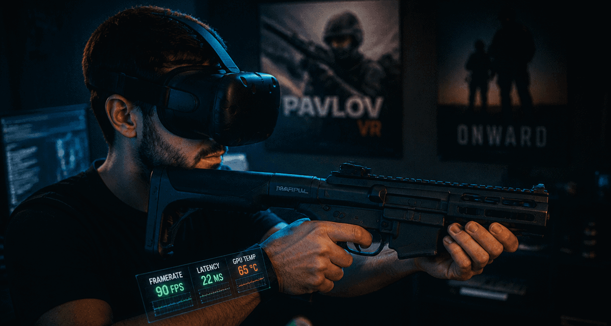 joueur fps vr avec gunstock et stats