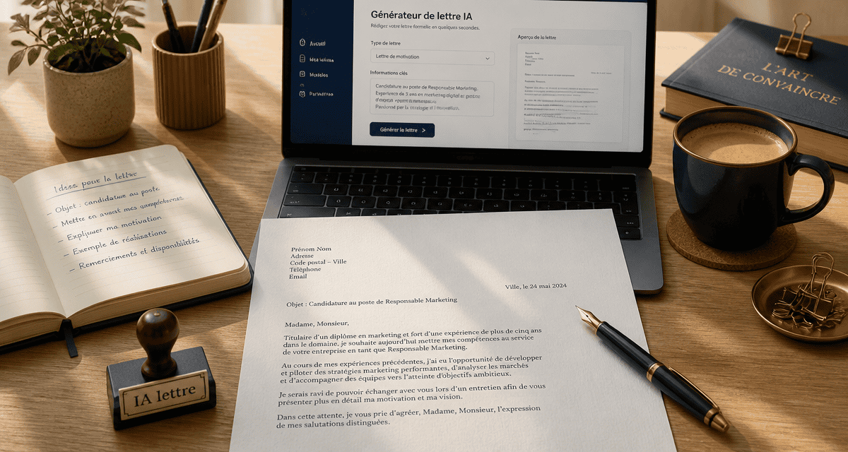 IA lettre générateur sur bureau moderne