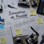 innovation de procédé sur bureau industriel avec plans et outils