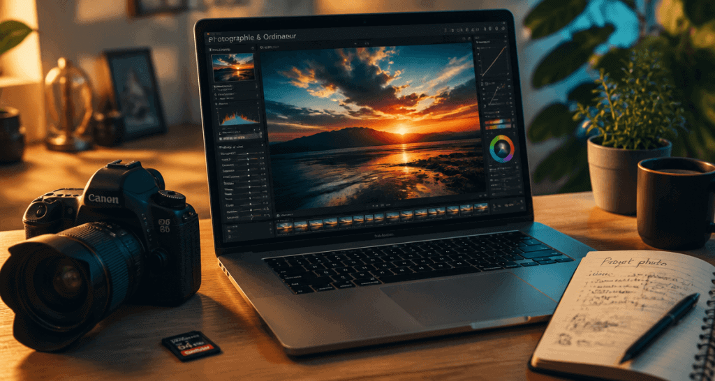 meilleur ordinateur portable pour photographe sur bureau avec reflex et logiciel de retouche