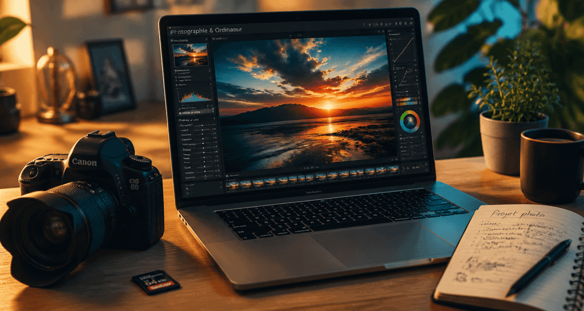 meilleur ordinateur portable pour photographe sur bureau avec reflex et logiciel de retouche