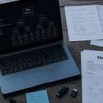 schéma merkle root affiché sur ordinateur portable