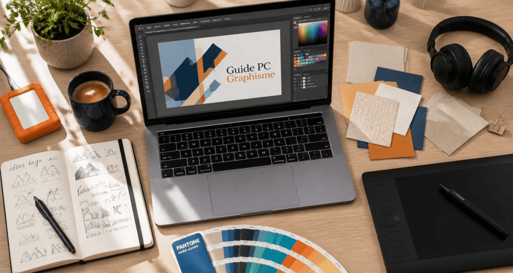 PC portable graphisme haut de gamme sur bureau moderne