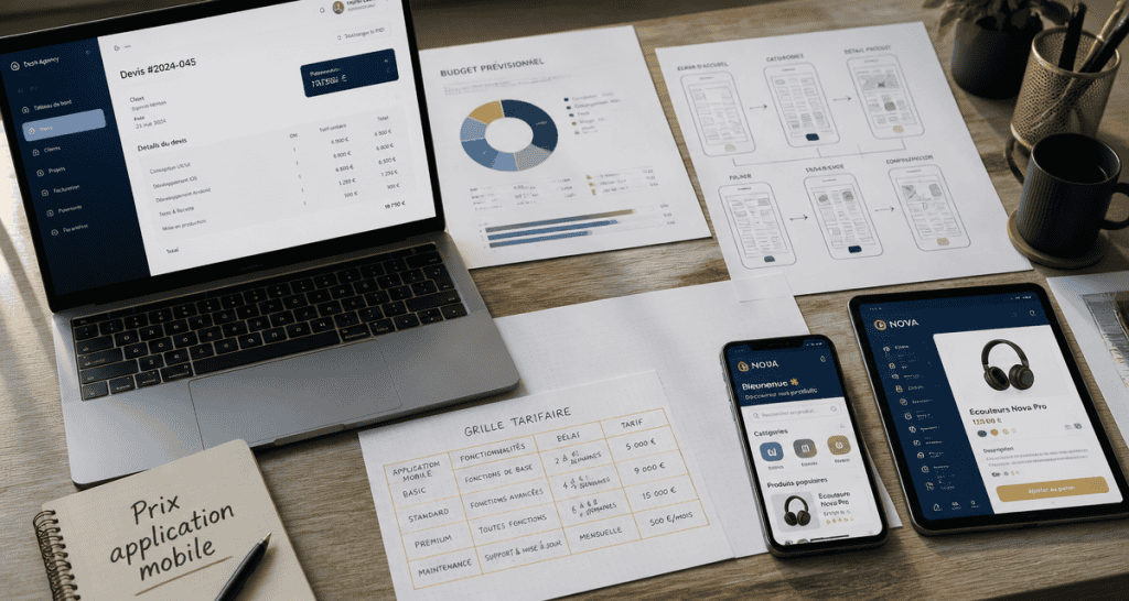 prix application mobile documents et devis sur bureau