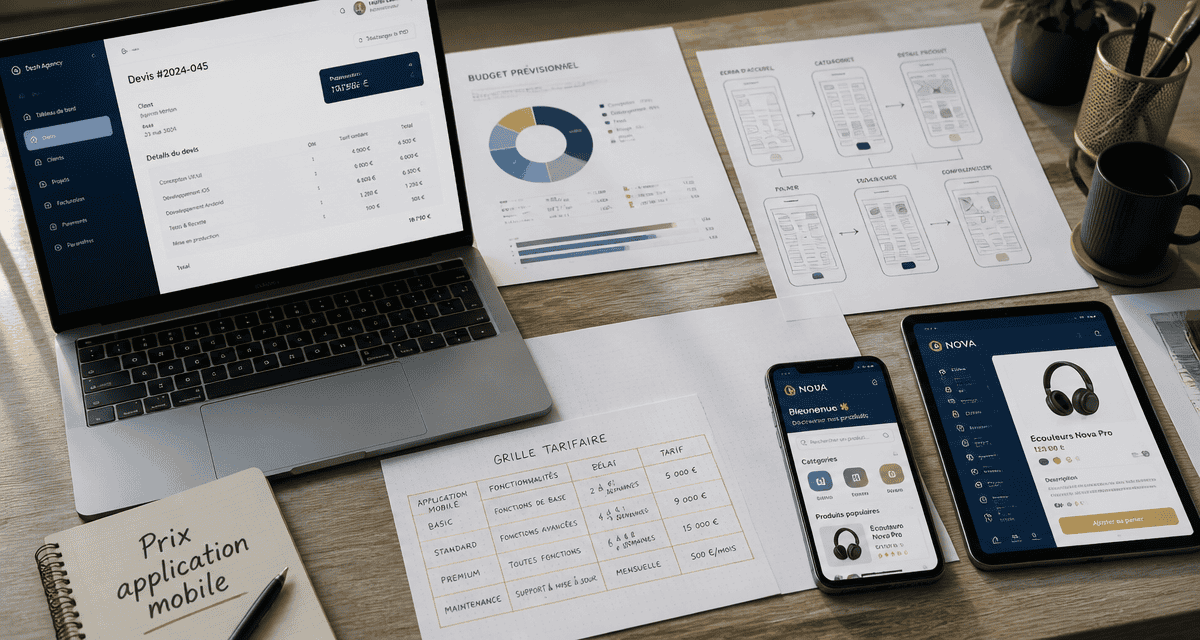 prix application mobile documents et devis sur bureau