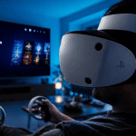 joueur avec psvr 2.0 et manettes sense