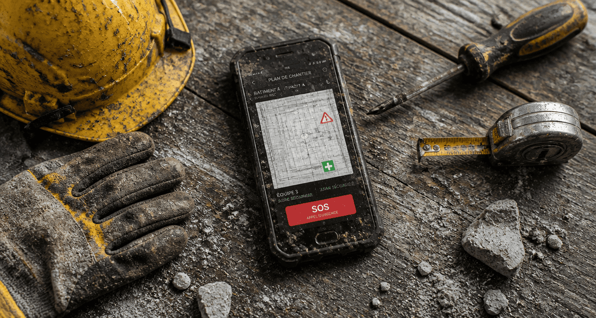 smartphone de chantier robuste sur chantier