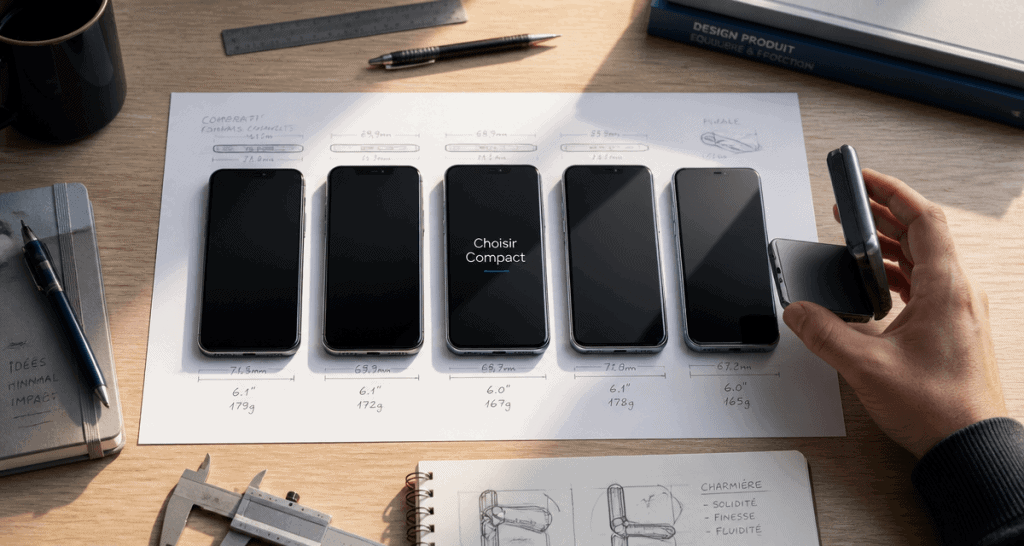 téléphone petit taille alignés sur bureau