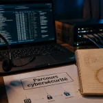 Apprendre la cybersécurité : bureau, logs et terminal sombre