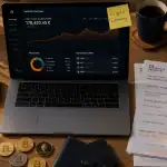 crypto lending bureau laptop graphique defi