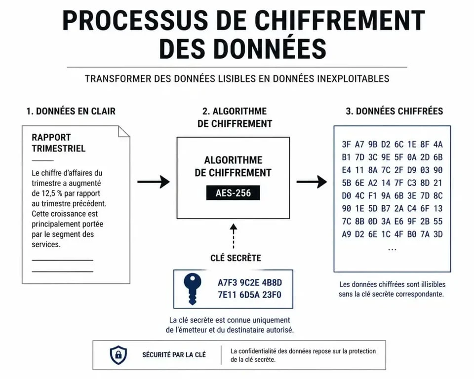 Schéma explicatif du processus de chiffrement de fichiers pour la sécurité des données