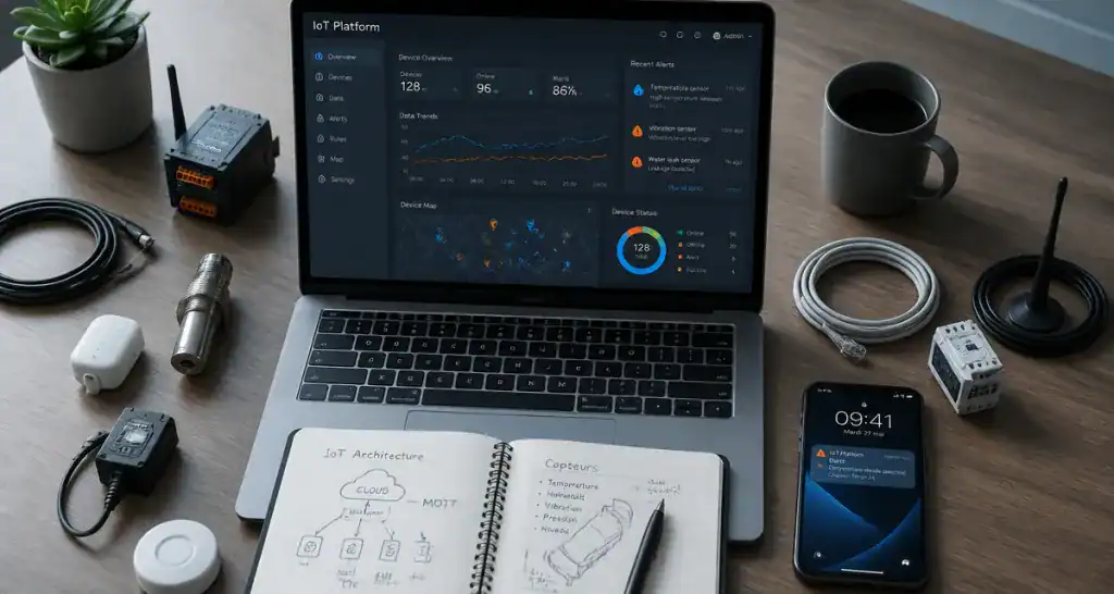 iot platform dashboard sur bureau moderne