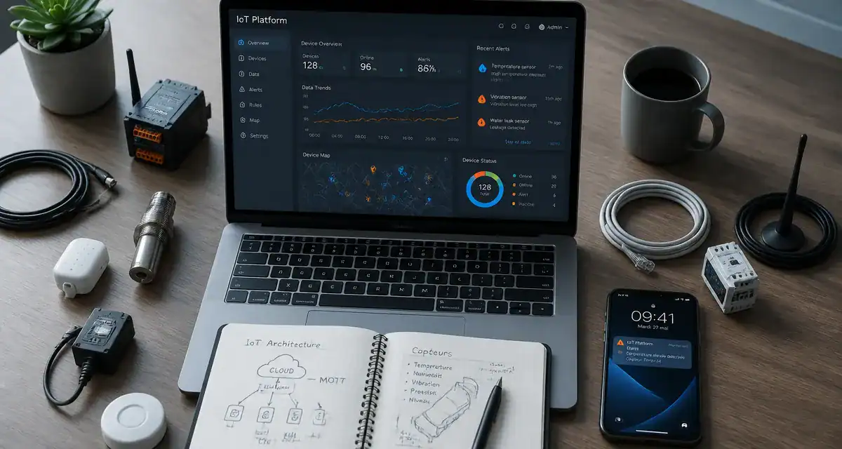 iot platform dashboard sur bureau moderne