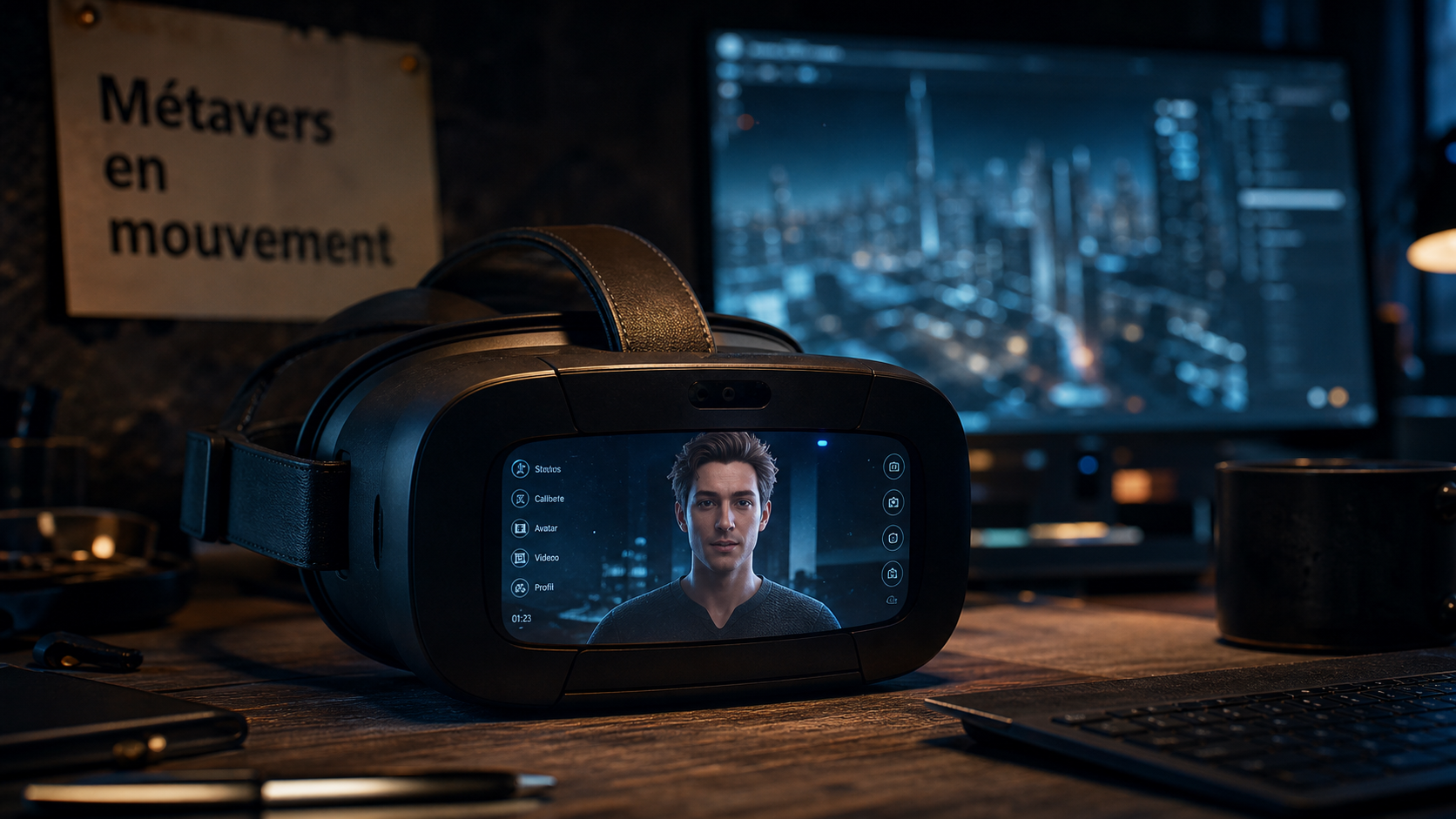 Metavers def : casque VR et ville 3D en temps réel