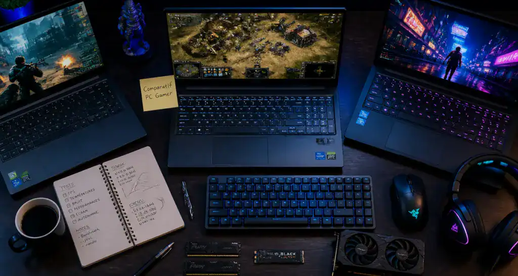 PC gamer portable comparatif, bureaux et accessoires gaming