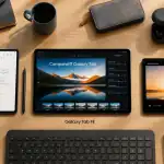 Samsung tablette avis, modèles Galaxy Tab alignés sur bureau