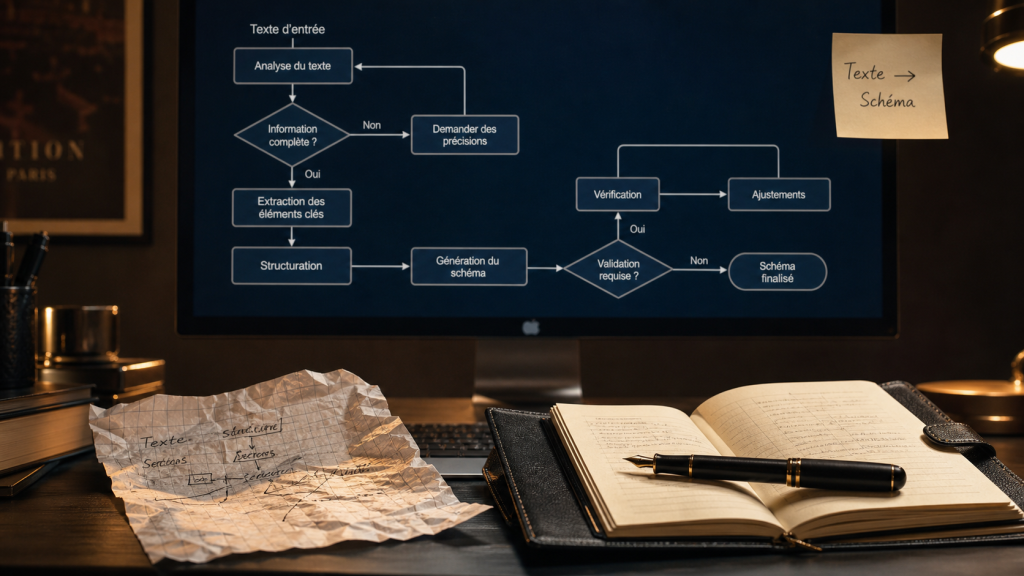Schéma intelligence artificielle généré : texte vers diagramme automatisé