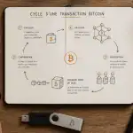 transaction bitcoin schéma manuscrit sur bureau