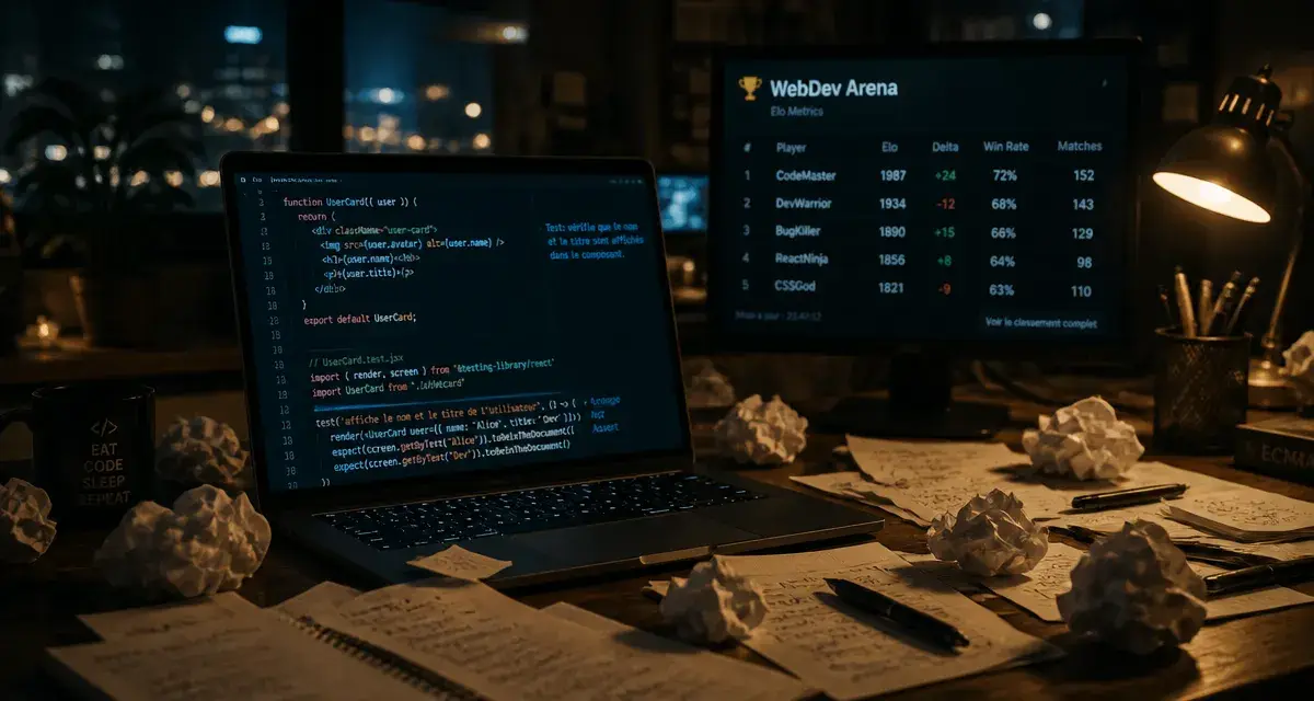Web dev IA : code React et tests Jest sur écran