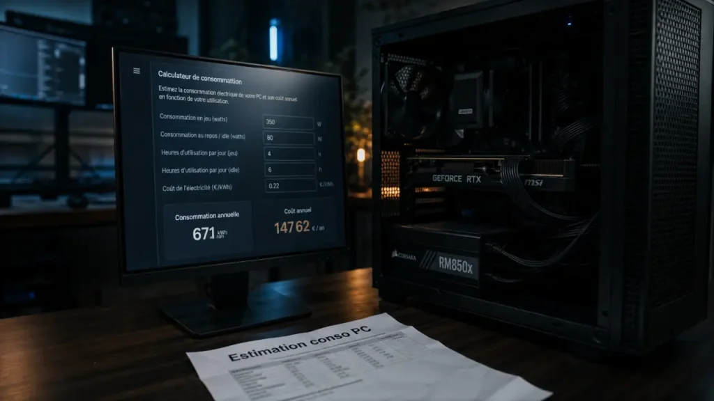 Conso PC gamer PocketPCParadise : GPU, CPU, écran et veille, ce qui change la facture