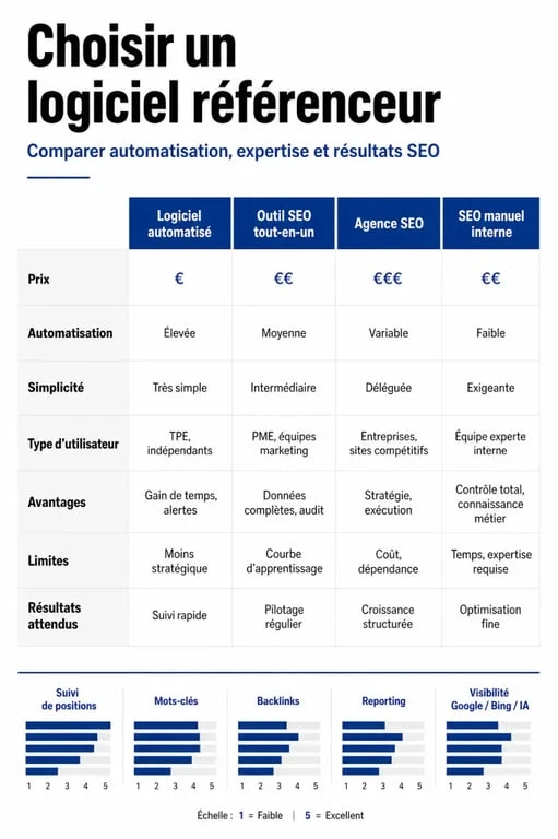 Logiciel référenceur : infographie comparative des options et critères de choix