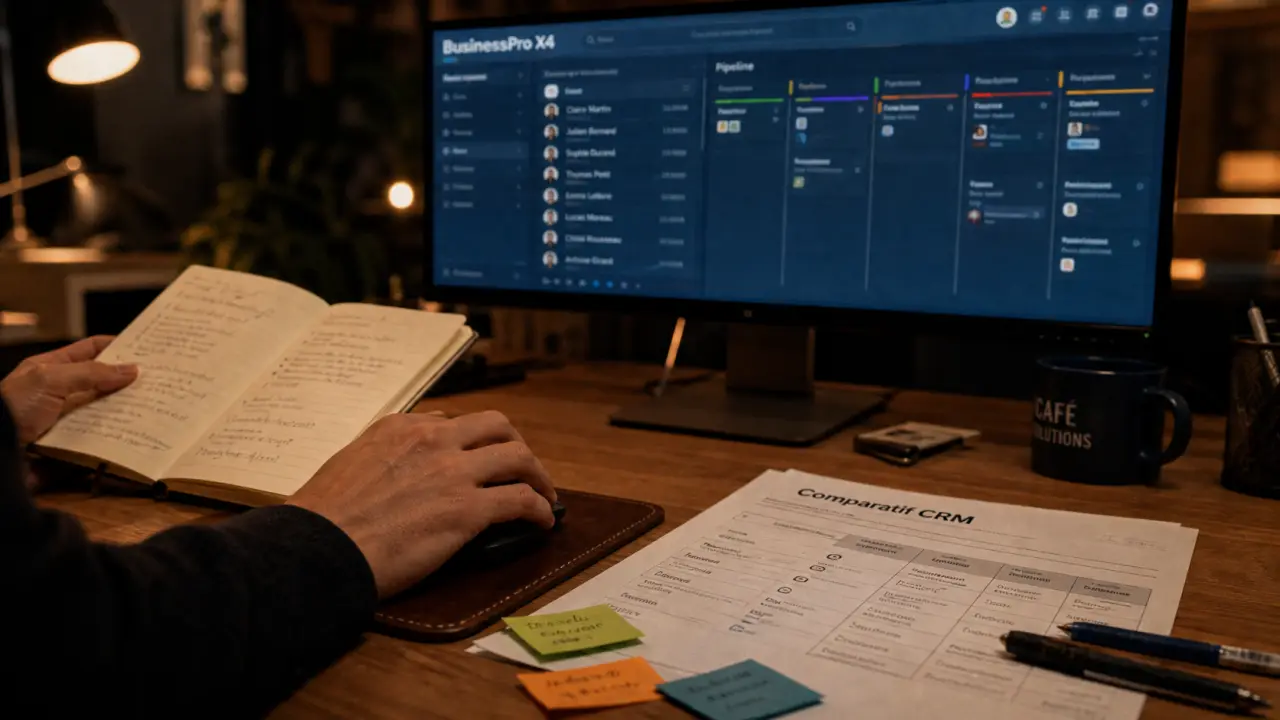 logiciel crm businesspro x4 avis : interface CRM en bureau PME