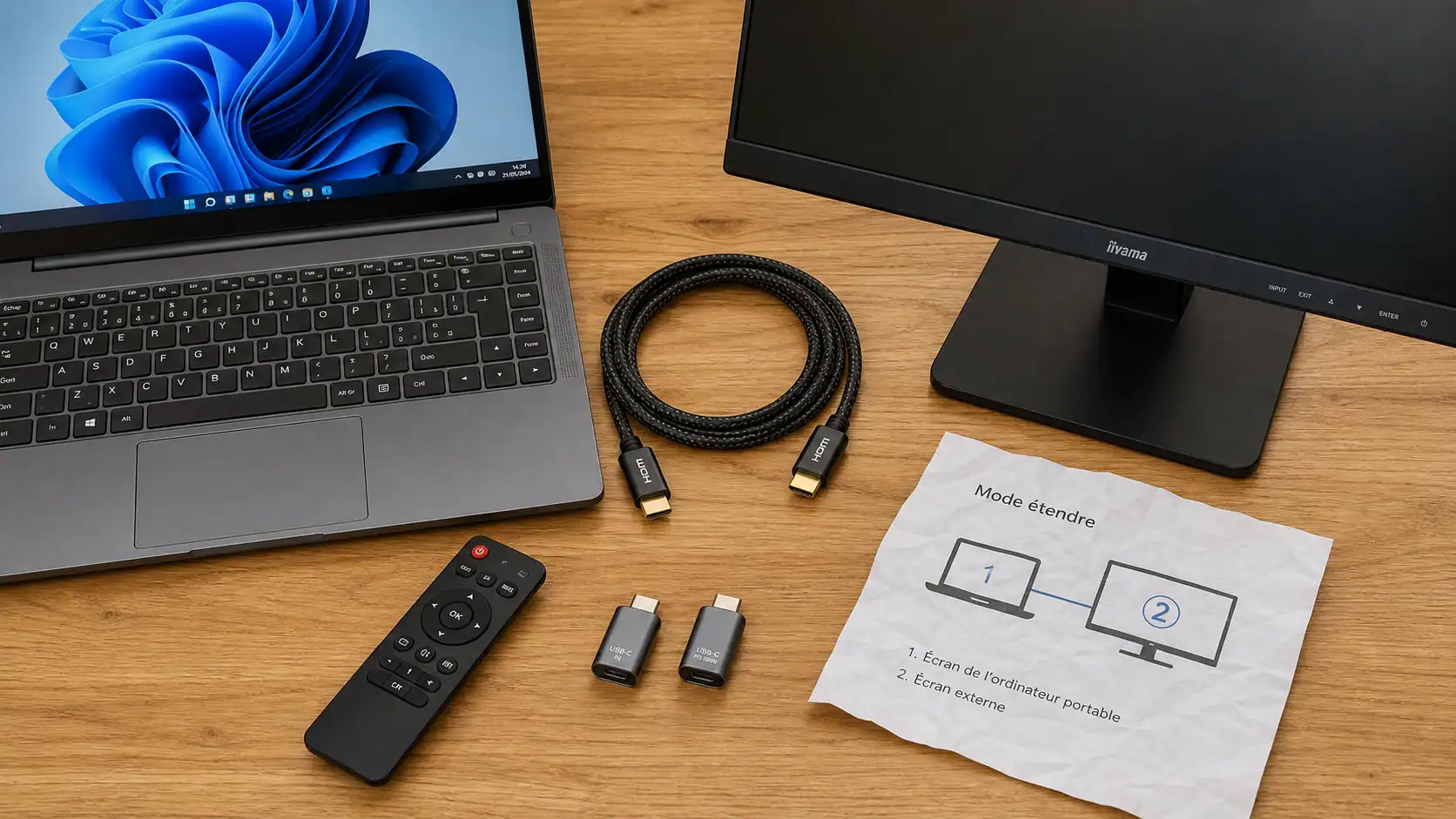 PC portable sur écran externe : ports, câbles et réglages