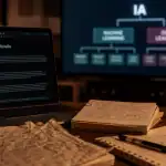 Que signifie ia : écran IA et schéma machine learning, deep learning, définition