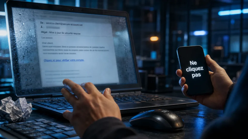 Reconnaître un email de phishing : adresse et lien suspects