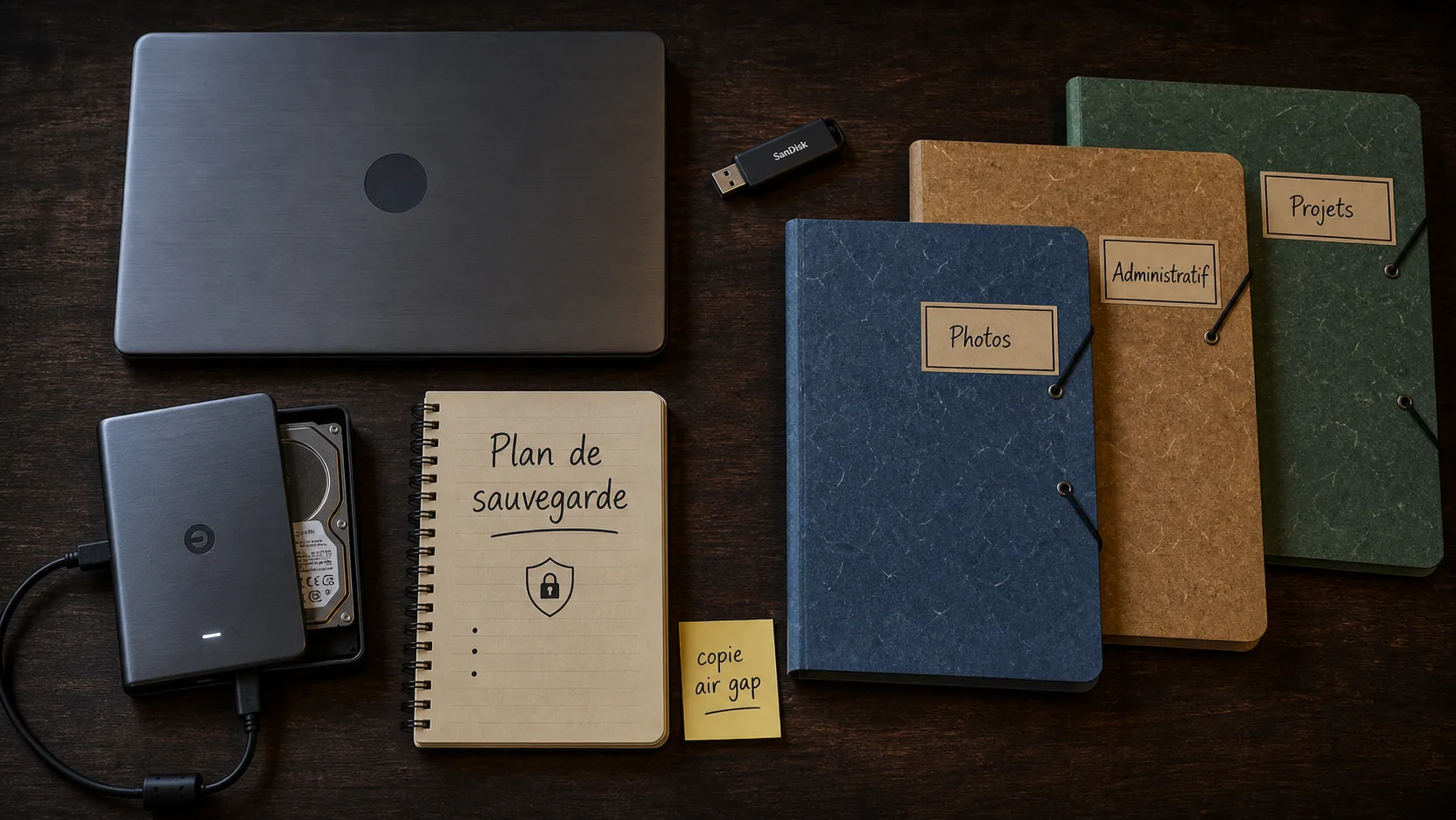 Sauvegarder ses fichiers importants : règle 3-2-1 sur disque externe et carnet de sauvegarde