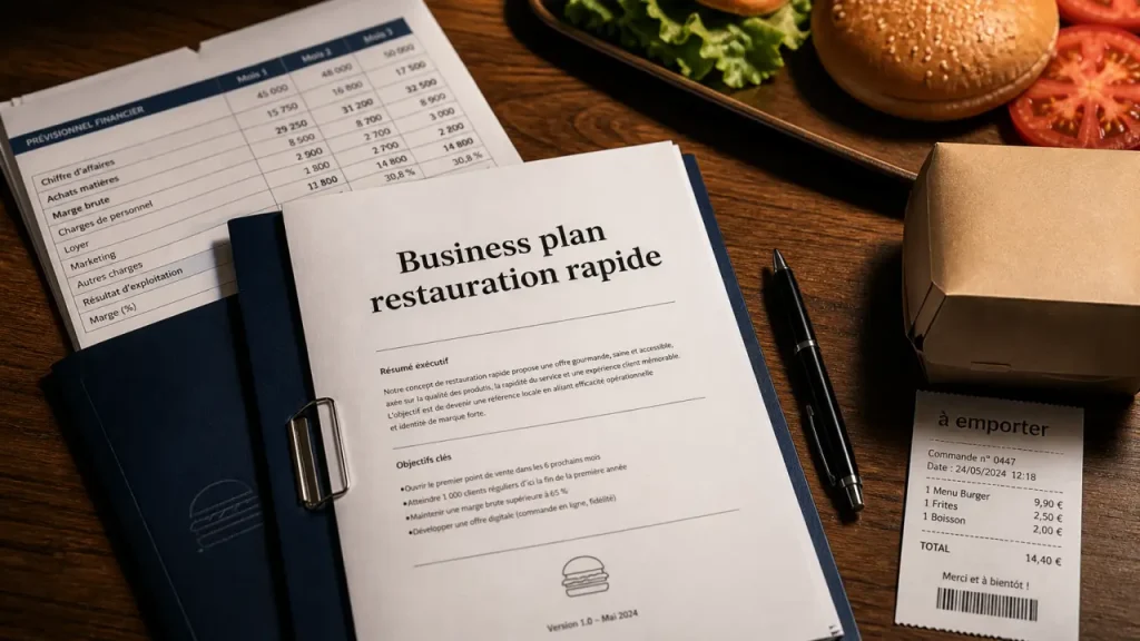 Business plan restauration rapide : 70 clients par jour et un seuil rentable au 9e mois