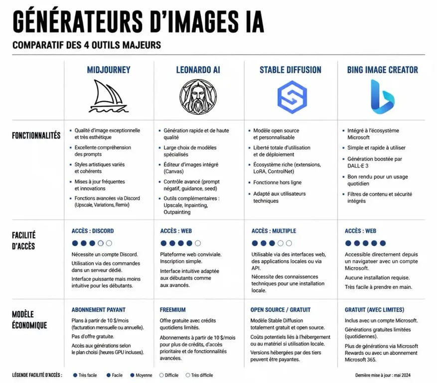 Comparatif des outils de génération d'images IA comme alternative à l'essai gratuit de Midjourney