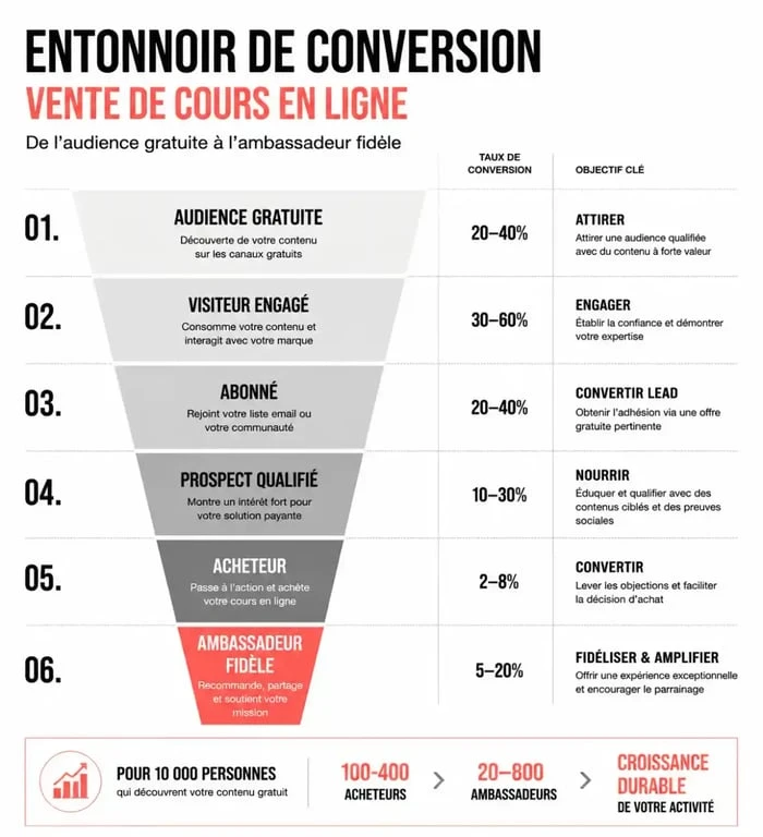 Schéma d'un tunnel de conversion pour vendre des cours en ligne