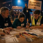 Olympiades entreprise, équipe au quiz et ateliers, ambiance inclusive