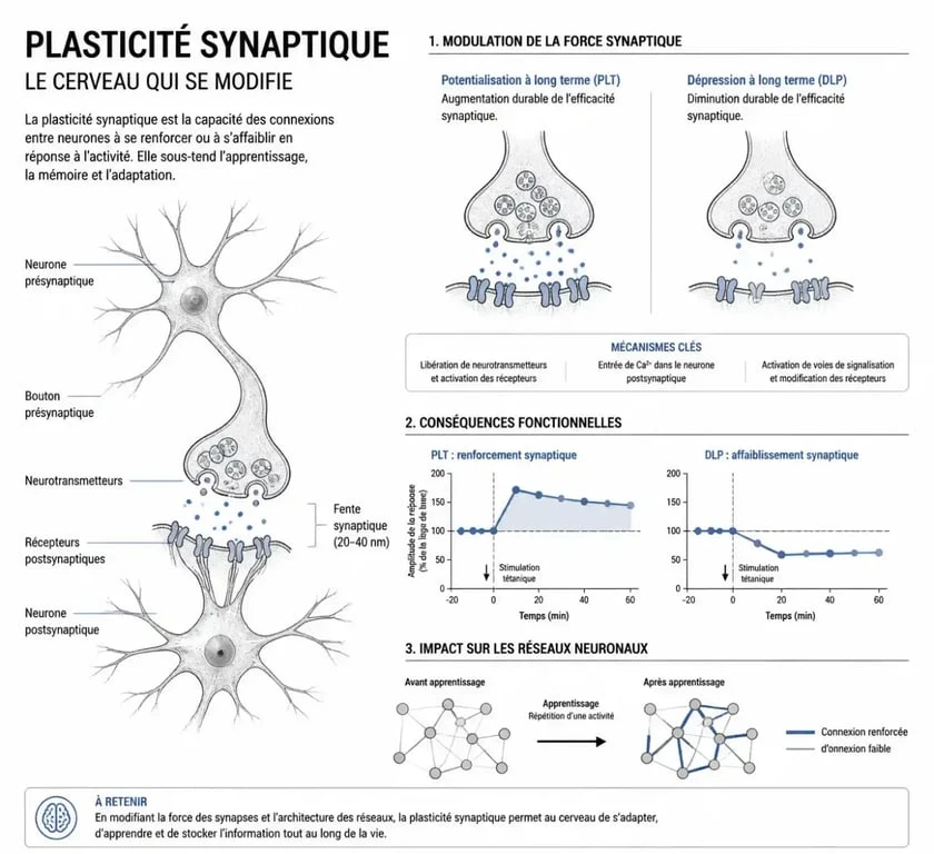 Schéma de plasticité synaptique pour une formation neurosciences en ligne