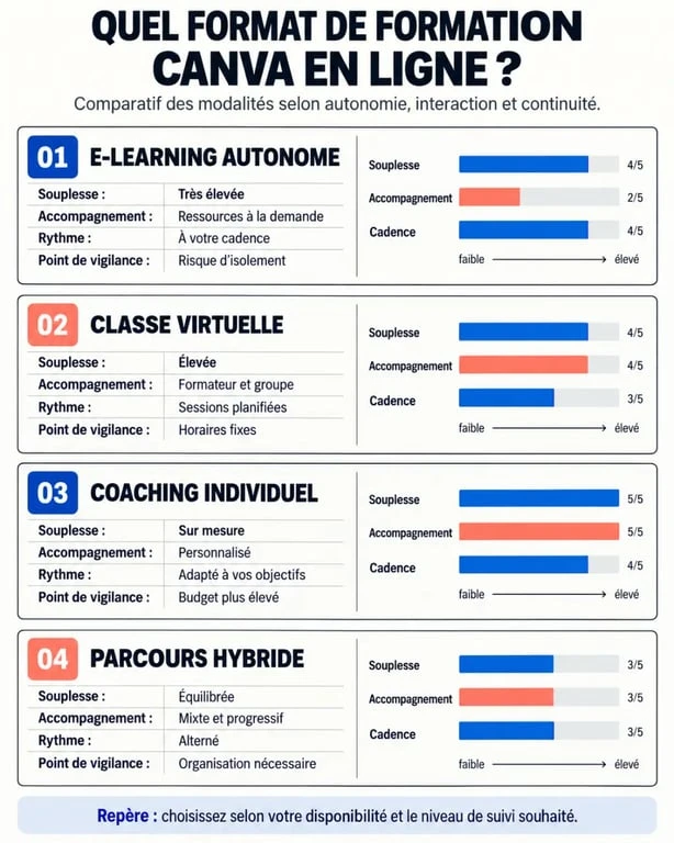Infographie des formats de formation Canva en ligne