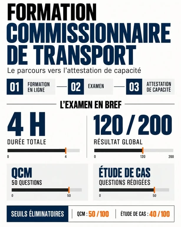 Formation commissionnaire de transport en ligne : parcours vers l’attestation et épreuves de l’examen