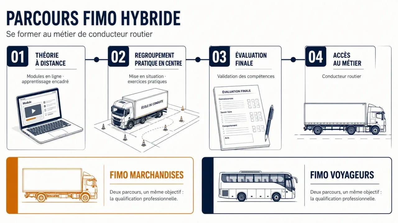 Formation FIMO en ligne : parcours hybride entre théorie à distance, pratique en centre et évaluation