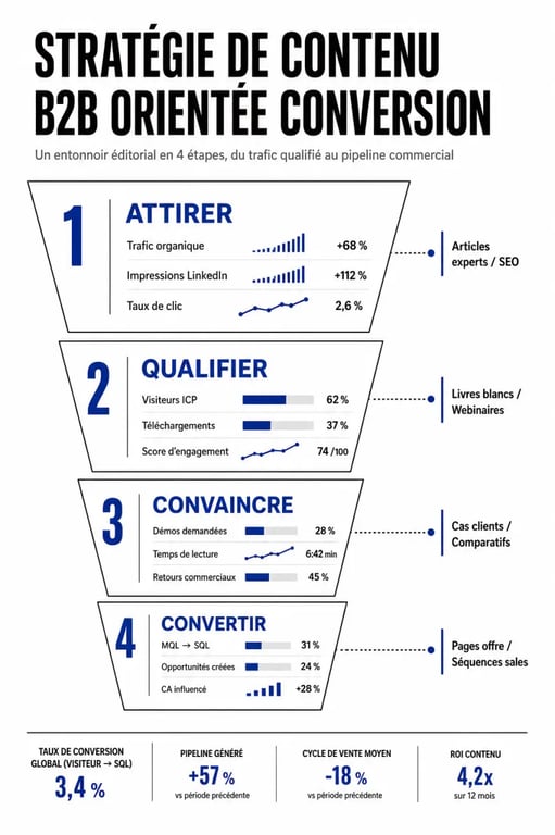 Optimiser sa stratégie de contenu B2B pour booster la conversion avec un entonnoir marketing et des KPI