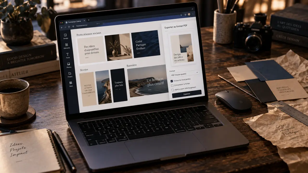 Formation canva en ligne : interface Canva pour posts et stories, visuels optimisés