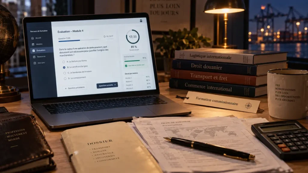 Formation commissionnaire de transport en ligne : flexibilité réelle, examen sélectif et budget à comparer